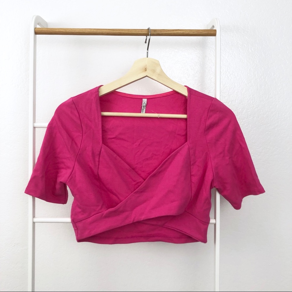 NWOT Nasty Gal Barbie Hot Pink Wrap Front Crop Top